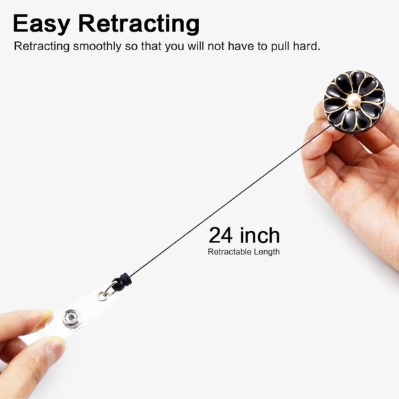 Retractable Badge Holder with Alligator Clip, 24 inch Retractable Cord, ID Badge - Picture 4 of 7